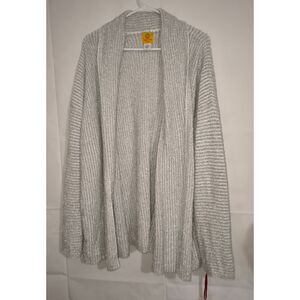 White Silver Metallic open front sweater cardigan Ruby Rd Woman Size 3X NWT MSRP